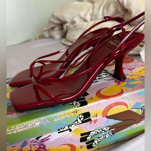 Jeffrey Campbell Burgundy Strappy Heels - Picture 6 of 9